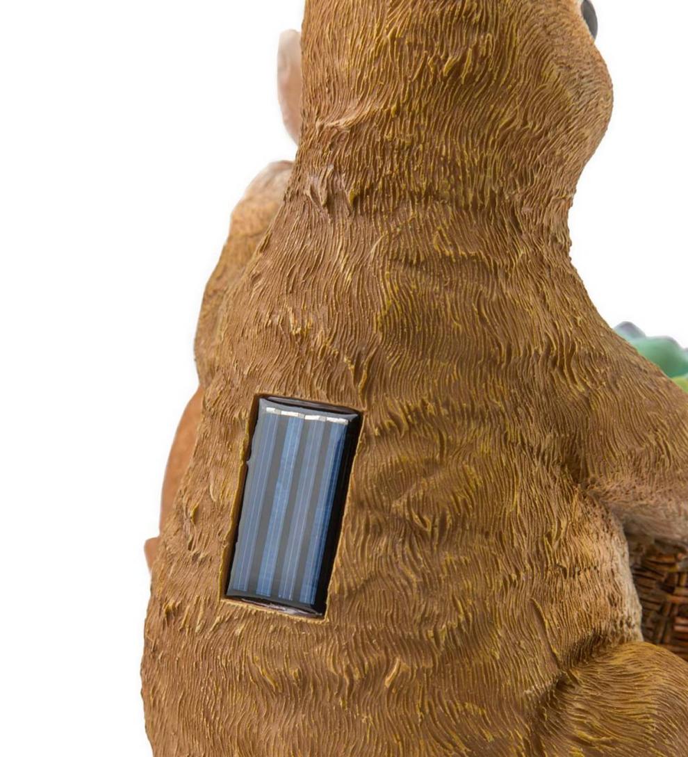 Plow &amp; Hearth Deck &amp; Patio Accents | Outdoor Living Solar Succulent Rabbits Flower Pot Garden Statue