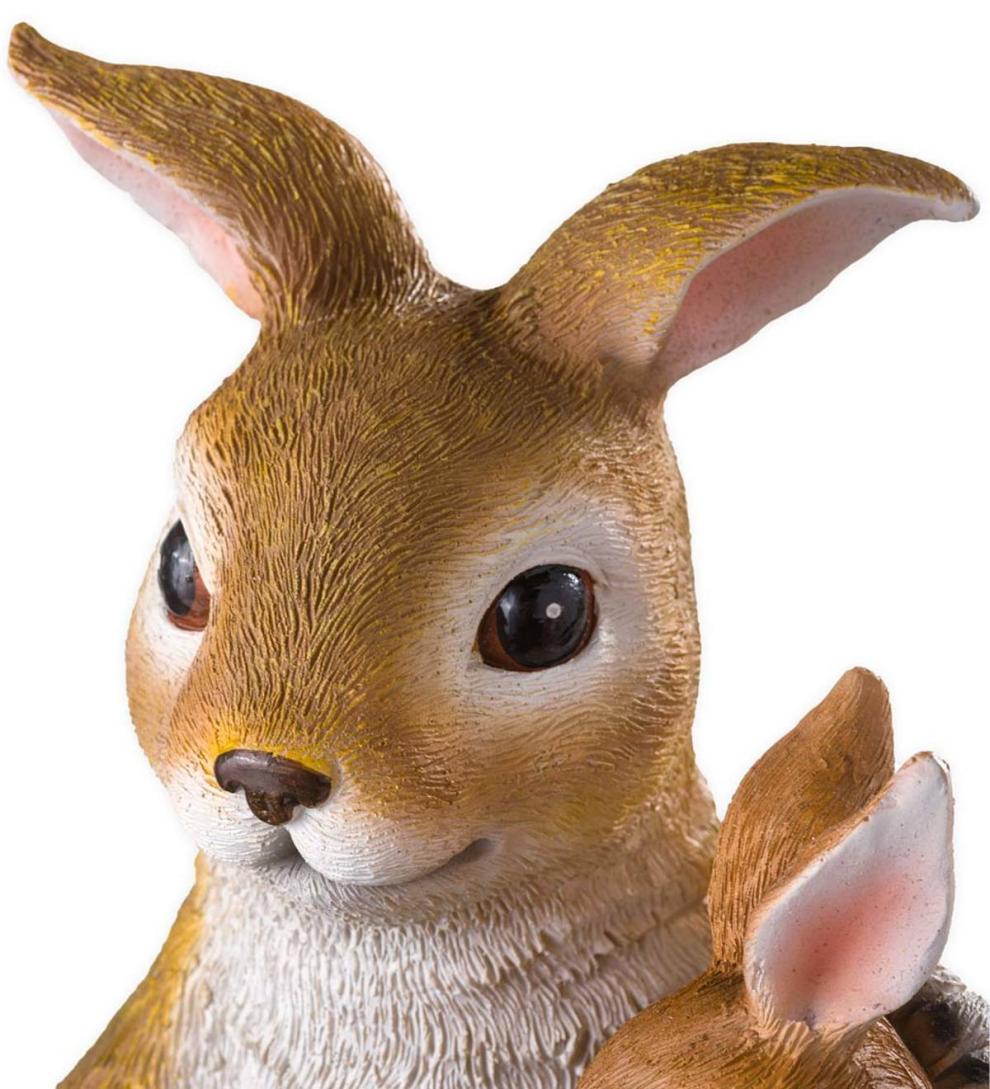 Plow &amp; Hearth Deck &amp; Patio Accents | Outdoor Living Solar Succulent Rabbits Flower Pot Garden Statue