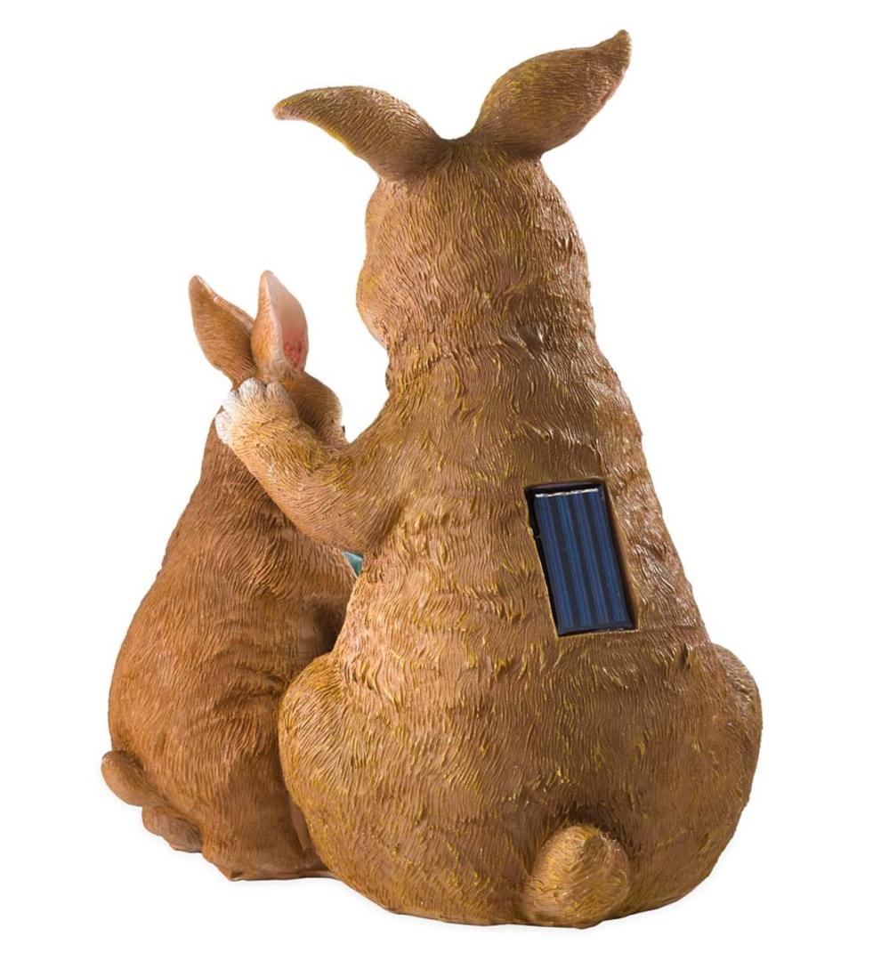 Plow &amp; Hearth Deck &amp; Patio Accents | Outdoor Living Solar Succulent Rabbits Flower Pot Garden Statue