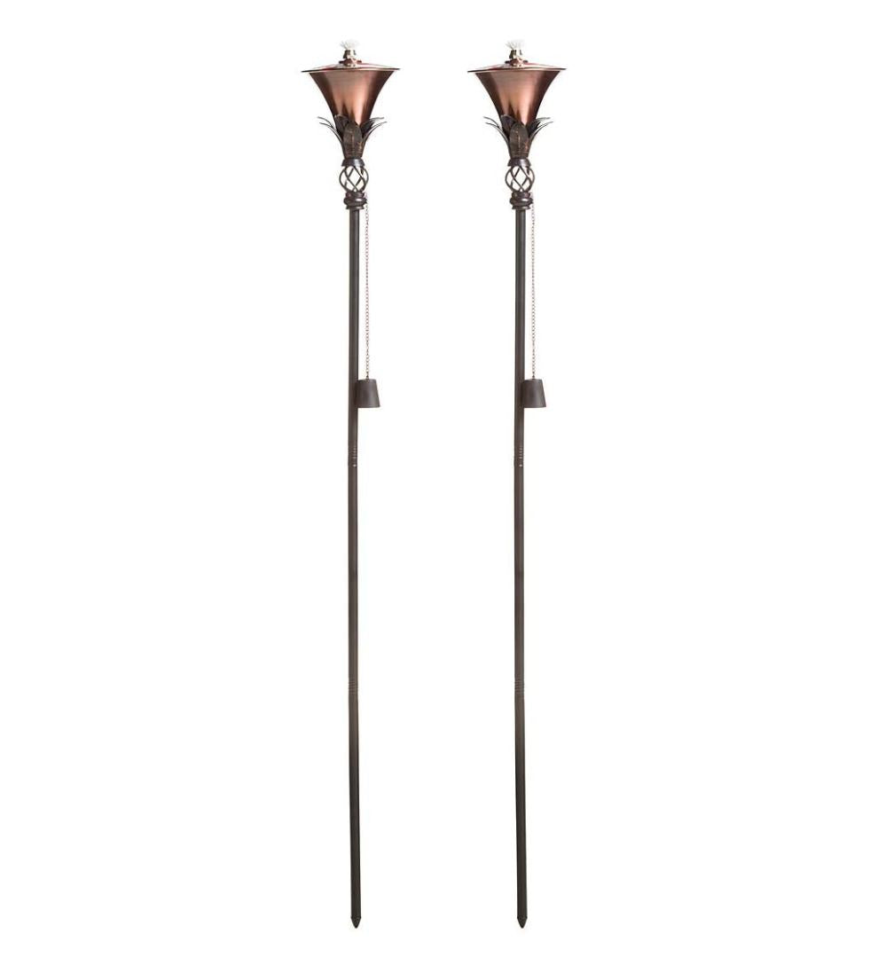 Plow &amp; Hearth Deck &amp; Patio Accents | Outdoor Living Steel Garden Torches, Set Of 2 - Copper