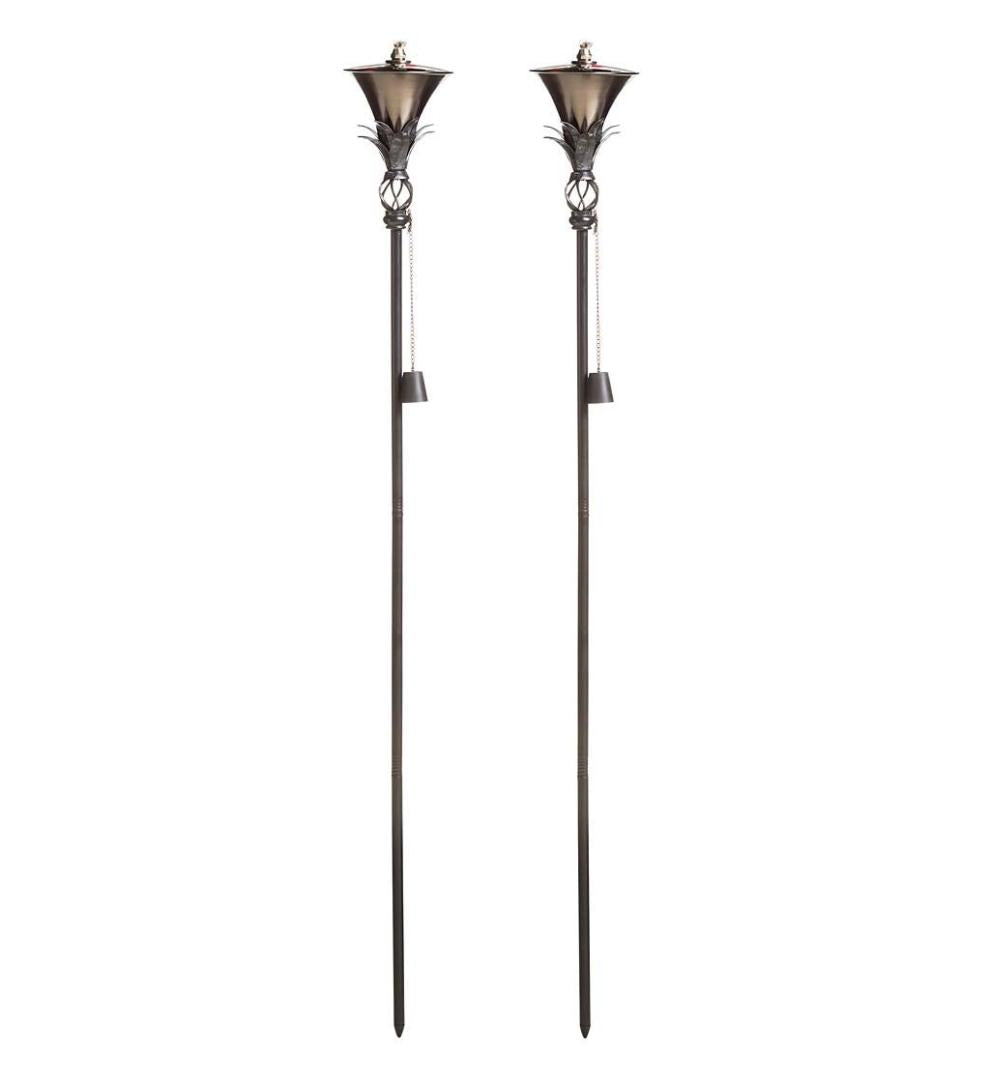 Plow &amp; Hearth Deck &amp; Patio Accents | Outdoor Living Steel Garden Torches, Set Of 2 - Copper