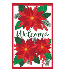 Plow &amp; Hearth Deck &amp; Patio Accents | Outdoor Living Textured Poinsettia With Welcome Message Applique House Flag