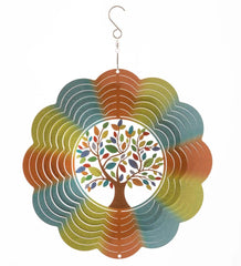Plow &amp; Hearth Deck &amp; Patio Accents | Outdoor Living Tree Of Life Optical Illusion Hanging Metal Spinner