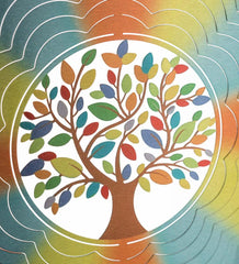 Plow &amp; Hearth Deck &amp; Patio Accents | Outdoor Living Tree Of Life Optical Illusion Hanging Metal Spinner