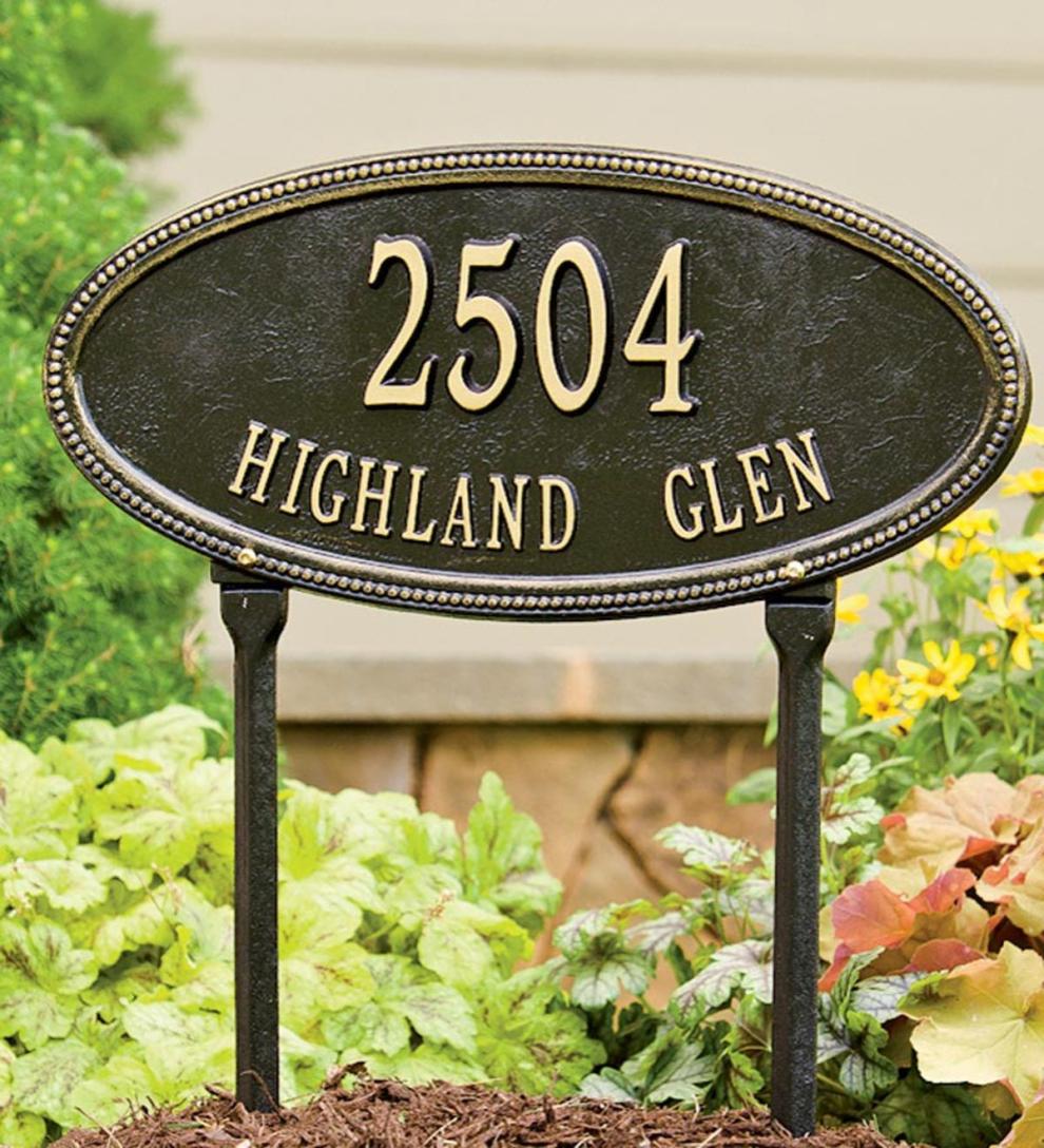 Plow &amp; Hearth Deck &amp; Patio Accents | Outdoor Living Usa-Made Cast Aluminum Personalized Address Plaques