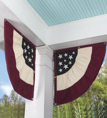 Plow &amp; Hearth Deck &amp; Patio Accents | Outdoor Living Vintage Americana Embroidered Cotton Half-Buntings, Set Of 2