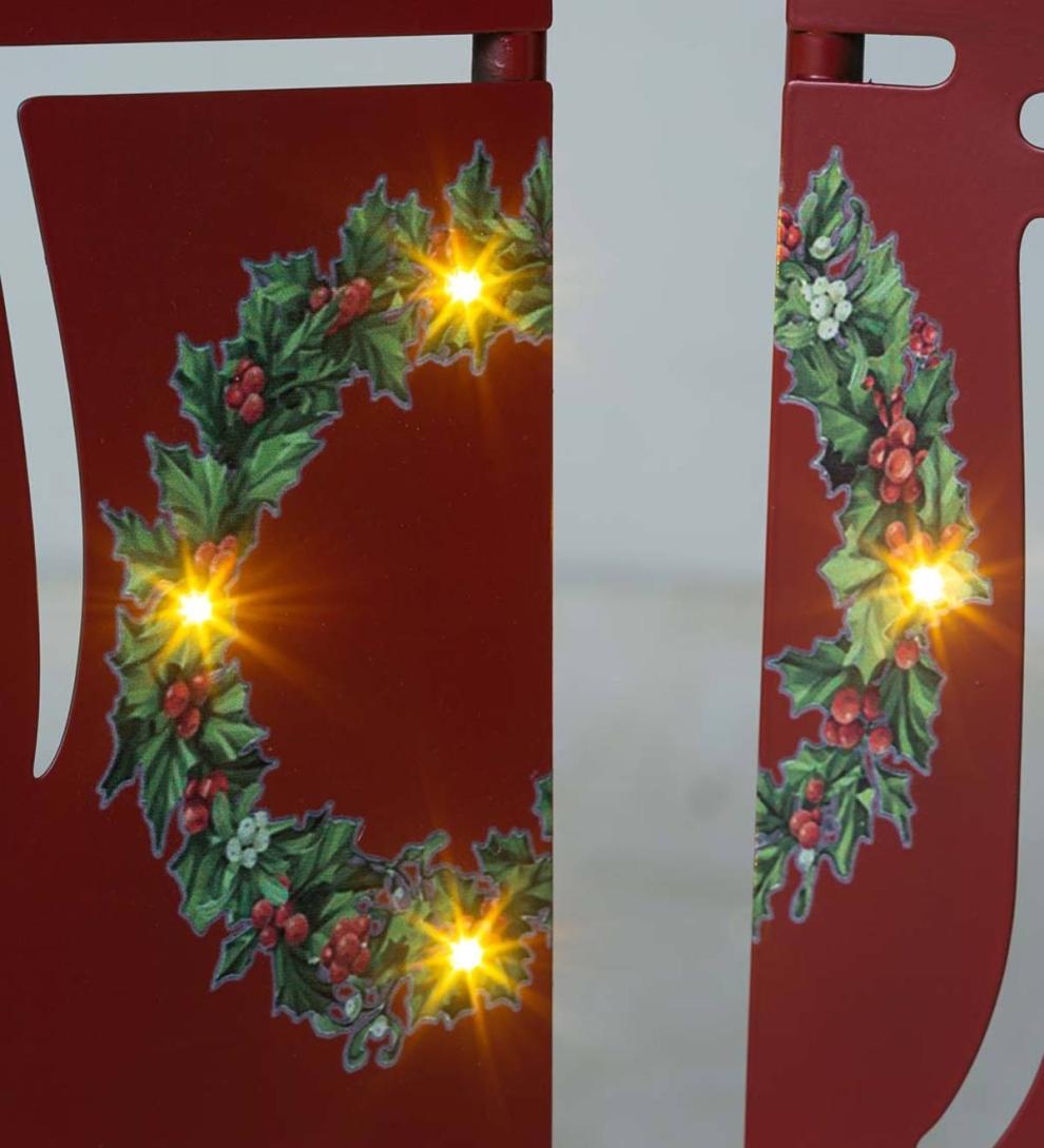 Plow &amp; Hearth Deck &amp; Patio Accents | Outdoor Living Vintage Red Antique Truck Lighted Landscape Panel Stakes, Set Of 5