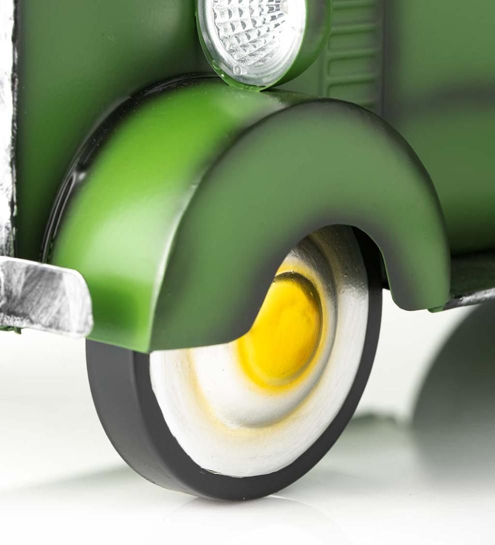 Plow &amp; Hearth Deck &amp; Patio Accents | Outdoor Living Vintage Style Solar Pickup Truck Garden Accent - Blue