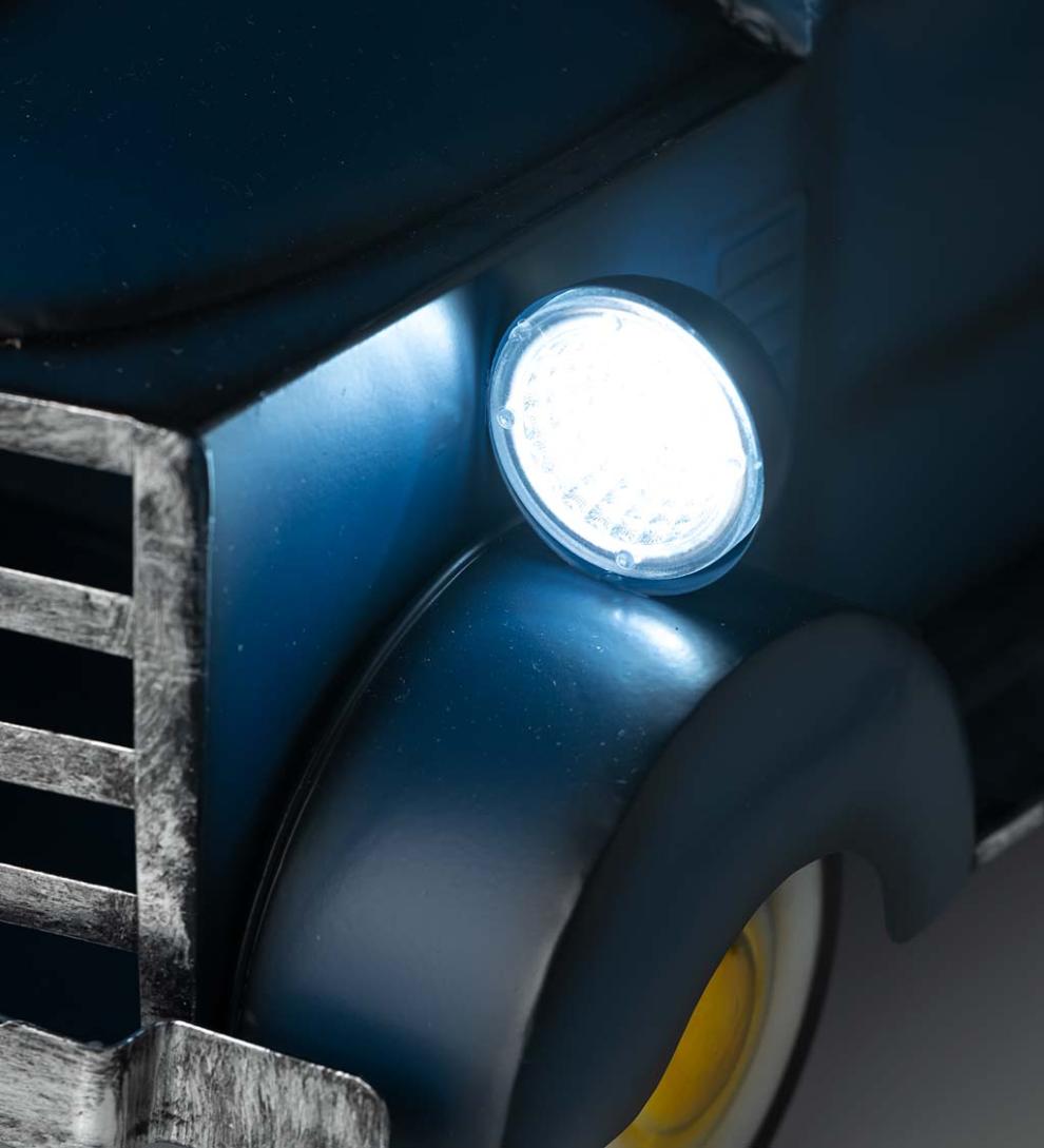 Plow &amp; Hearth Deck &amp; Patio Accents | Outdoor Living Vintage Style Solar Pickup Truck Garden Accent - Blue