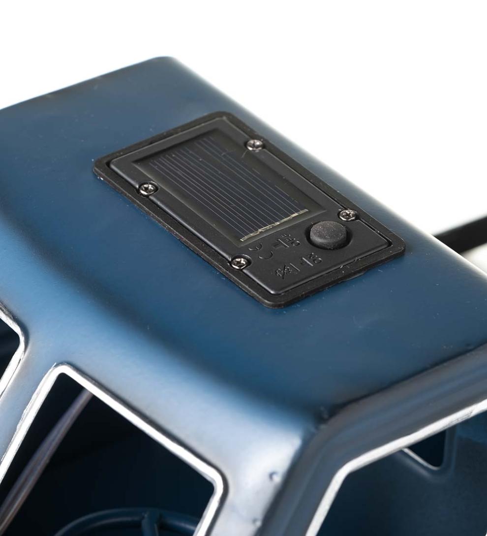 Plow &amp; Hearth Deck &amp; Patio Accents | Outdoor Living Vintage Style Solar Pickup Truck Garden Accent - Blue