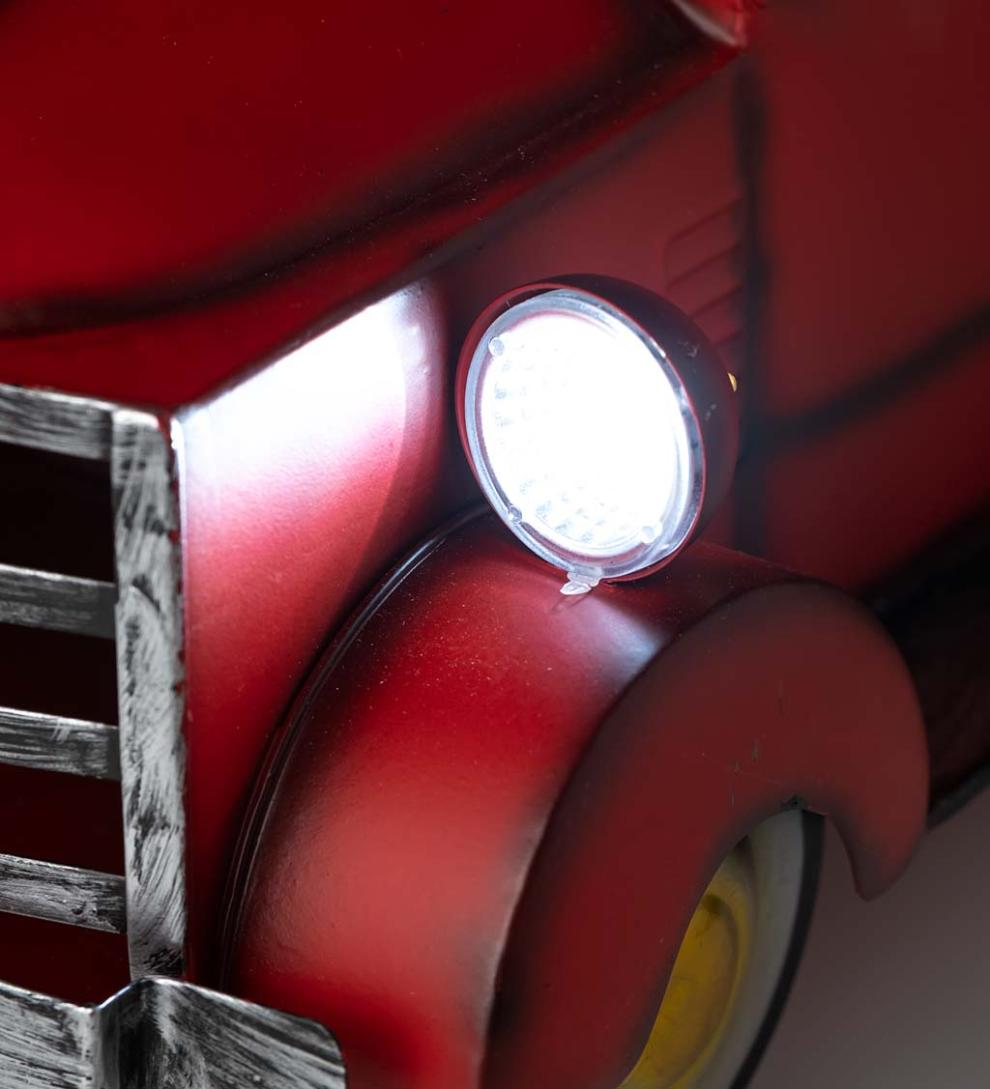 Plow &amp; Hearth Deck &amp; Patio Accents | Outdoor Living Vintage Style Solar Pickup Truck Garden Accent - Blue