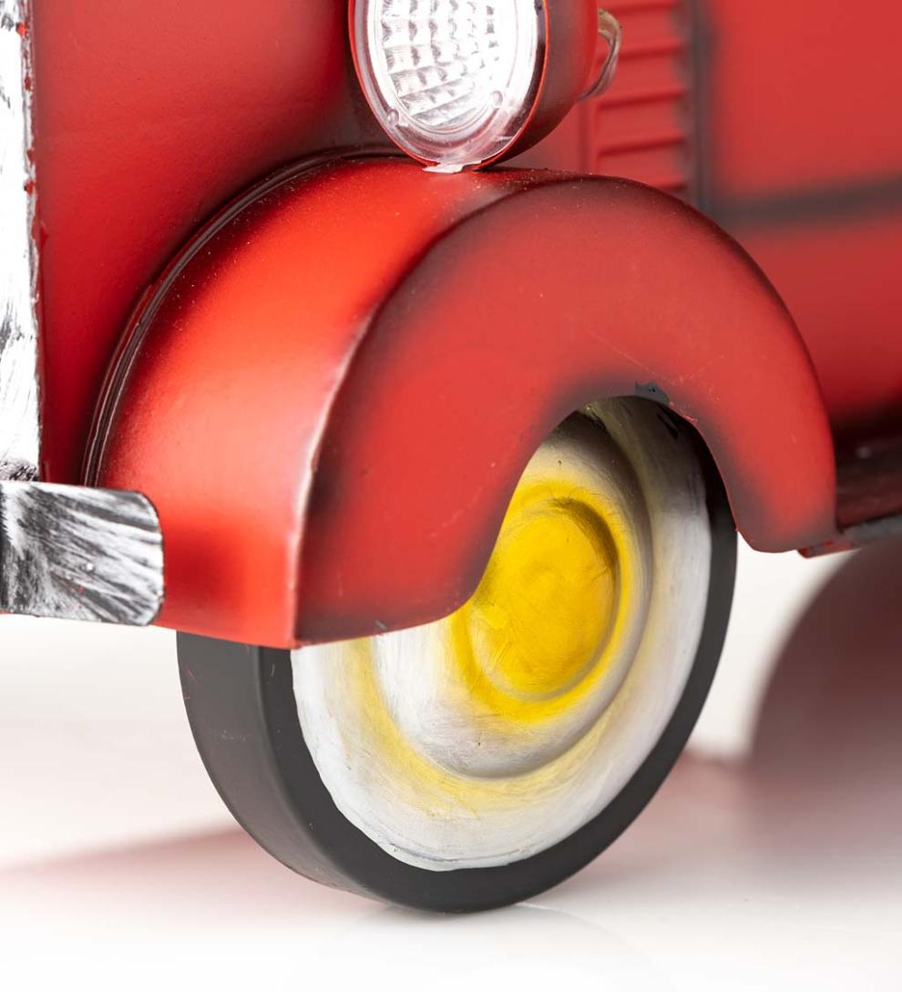 Plow &amp; Hearth Deck &amp; Patio Accents | Outdoor Living Vintage Style Solar Pickup Truck Garden Accent - Blue