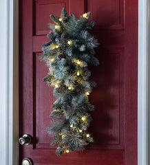 Plow &amp; Hearth Deck &amp; Patio Accents | Outdoor Living Winter Frost Holiday Teardrop Swag With White And Multicolor Lights