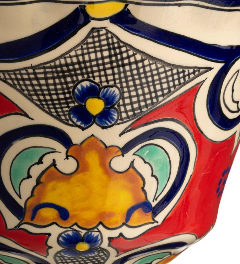 Plow &amp; Hearth Deck Planters | Outdoor Living Authentic Mexican Talavera Hanging Planter - Black