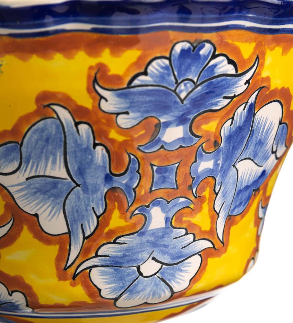 Plow &amp; Hearth Deck Planters | Outdoor Living Authentic Mexican Talavera Hanging Planter - Black