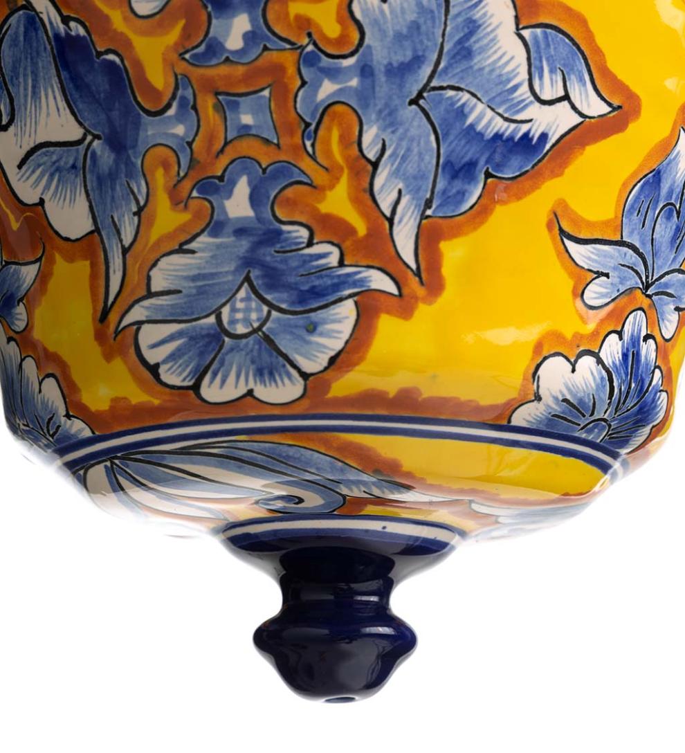 Plow &amp; Hearth Deck Planters | Outdoor Living Authentic Mexican Talavera Hanging Planter - Black