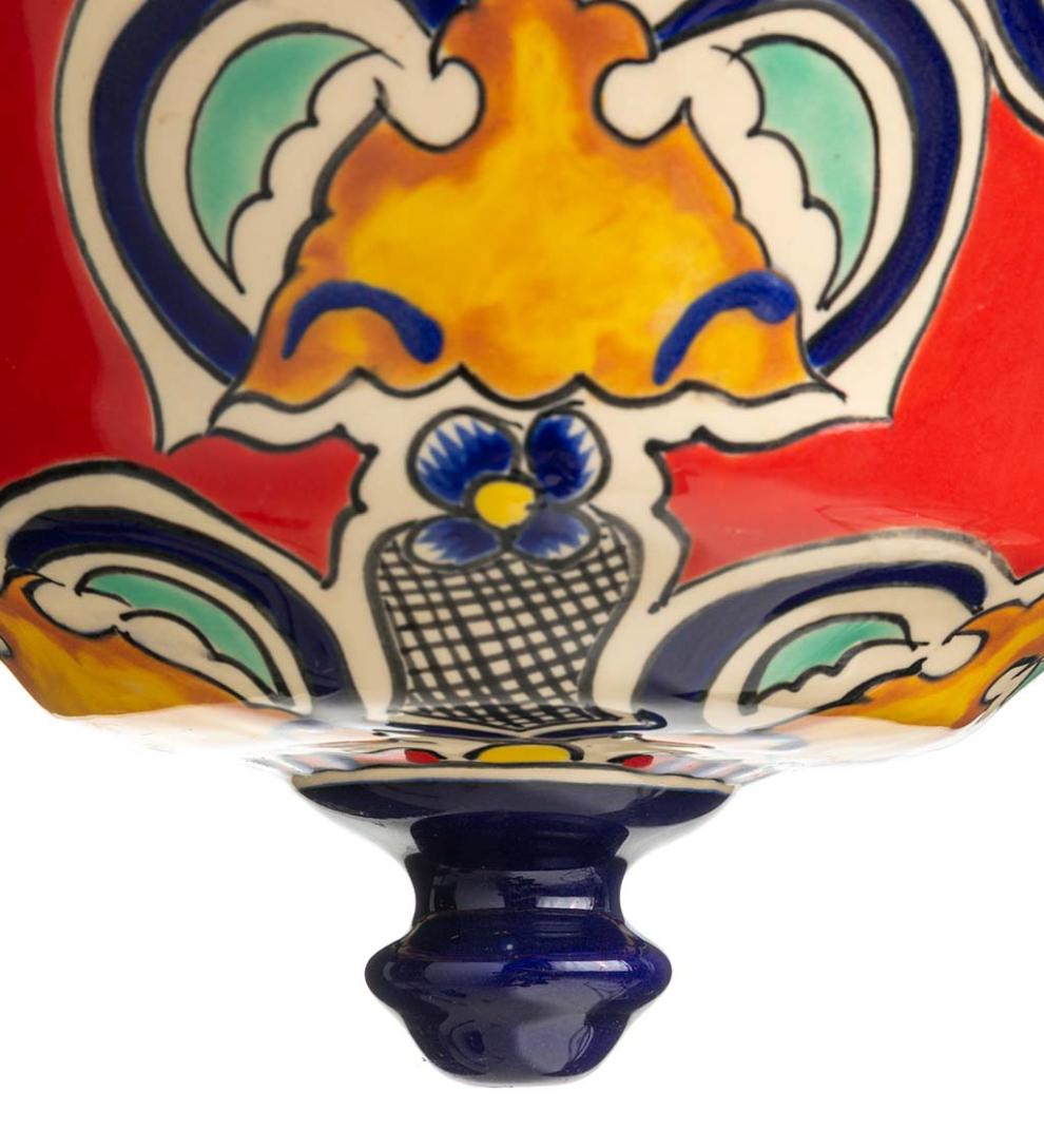 Plow &amp; Hearth Deck Planters | Outdoor Living Authentic Mexican Talavera Hanging Planter - Black