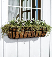 Plow &amp; Hearth Deck Planters | Outdoor Living English Hay Basket Planters With Coco Liners