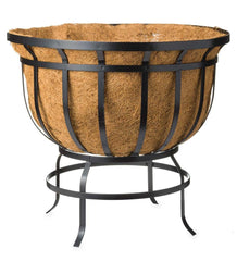 Plow &amp; Hearth Deck Planters | Outdoor Living Footed Metal Basket Planter With Coco Liner