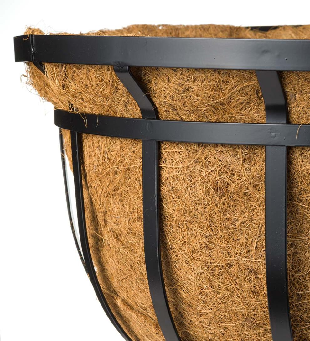 Plow &amp; Hearth Deck Planters | Outdoor Living Footed Metal Basket Planter With Coco Liner
