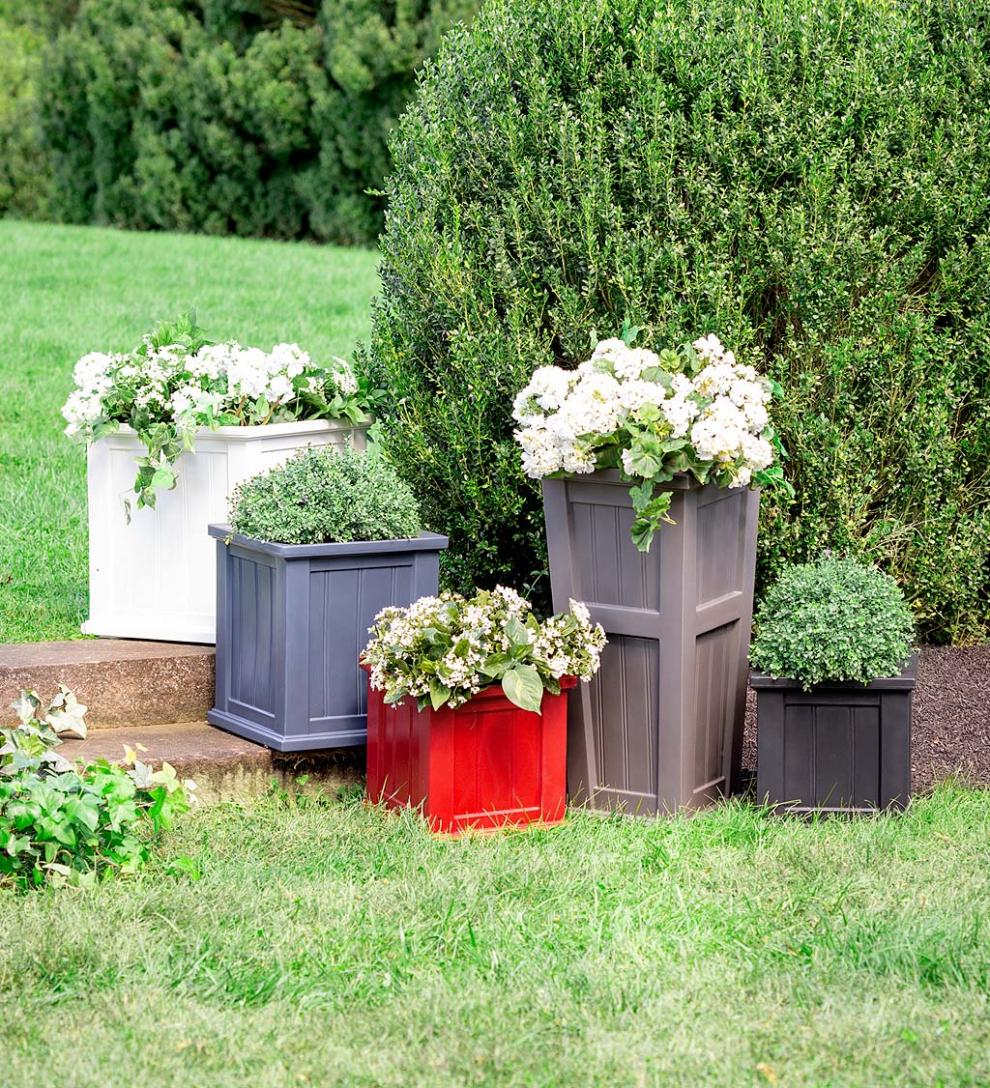 Plow &amp; Hearth Deck Planters | Outdoor Living Lexington Self-Watering Planters