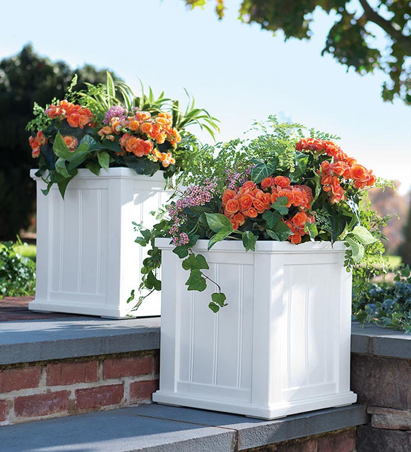 Plow &amp; Hearth Deck Planters | Outdoor Living Lexington Self-Watering Planters
