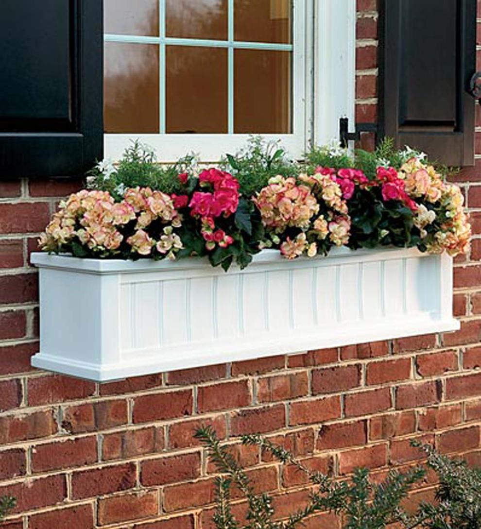 Plow &amp; Hearth Deck Planters | Outdoor Living Lexington Self-Watering Window Boxes With Hanging Brackets