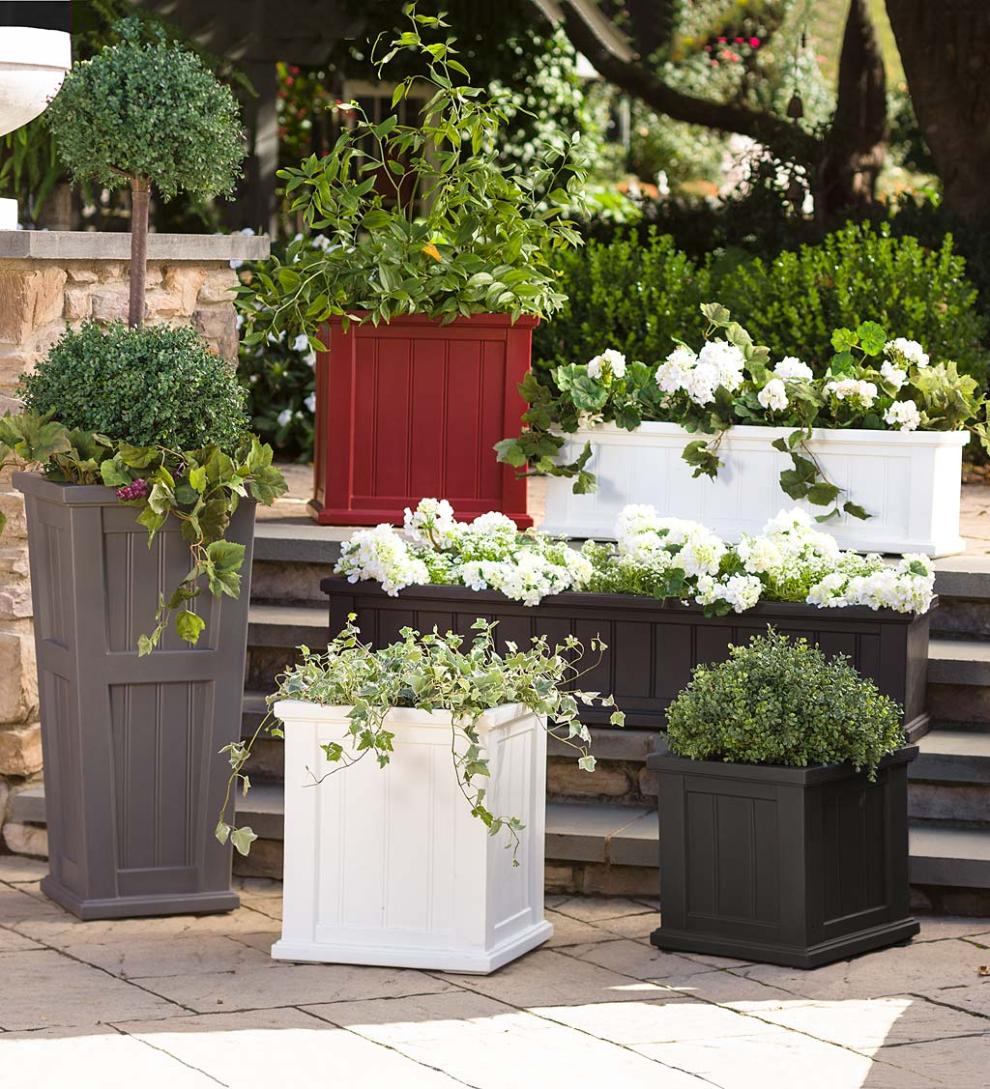 Plow &amp; Hearth Deck Planters | Outdoor Living Lexington Self-Watering Window Boxes With Hanging Brackets