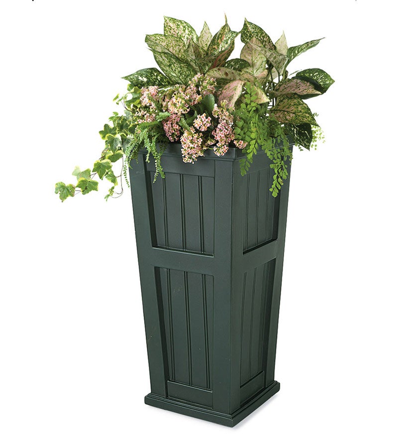 Plow &amp; Hearth Deck Planters | Outdoor Living Lexington Tall Planter - Black