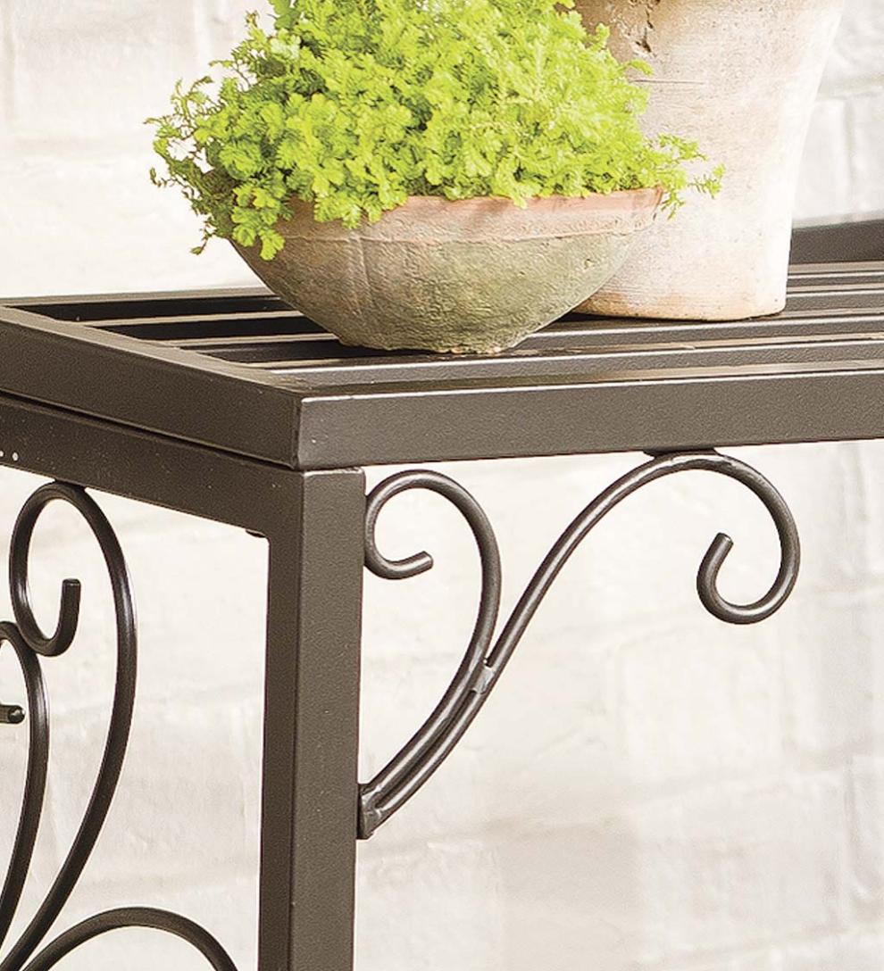 Plow &amp; Hearth Deck Planters | Outdoor Living Nesting Metal Plant Stands With Scrollwork, Set Of Three