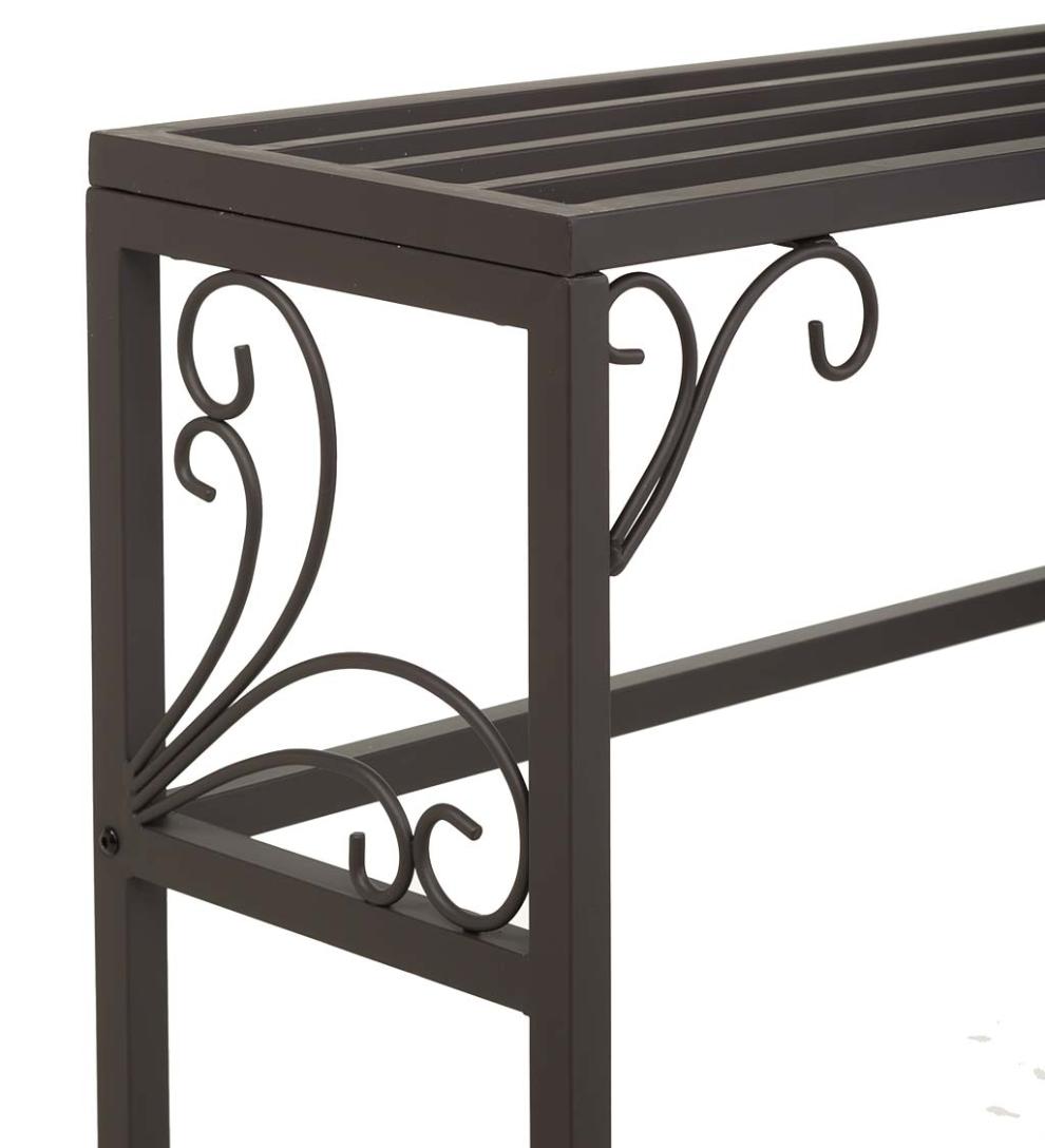 Plow &amp; Hearth Deck Planters | Outdoor Living Nesting Metal Plant Stands With Scrollwork, Set Of Three