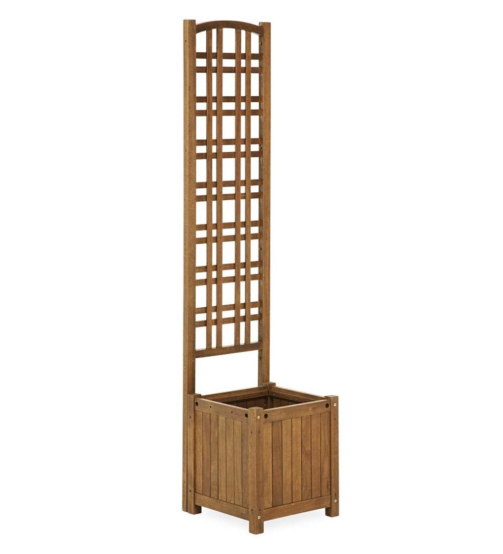 Plow &amp; Hearth Deck Planters | Outdoor Living Outdoor Eucalyptus Configurable Privacy Screen Trellises, Planter/Seat And Bench