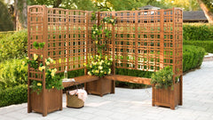 Plow &amp; Hearth Deck Planters | Outdoor Living Outdoor Eucalyptus Configurable Privacy Screen Trellises, Planter/Seat And Bench