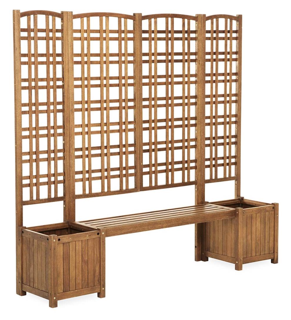 Plow &amp; Hearth Deck Planters | Outdoor Living Outdoor Eucalyptus Configurable Privacy Screen Trellises, Planter/Seat And Bench