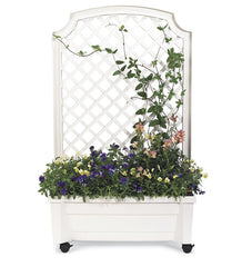 Plow &amp; Hearth Deck Planters | Outdoor Living Planter With Trellis And Self-Watering Reservoir - Anthracite