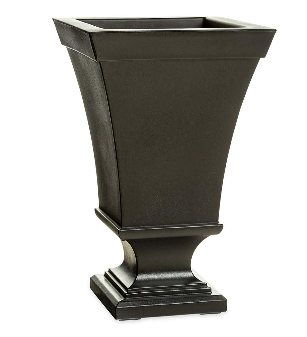 Plow &amp; Hearth Deck Planters | Outdoor Living Richmond Self-Watering Pedestal Urn Planter - Black