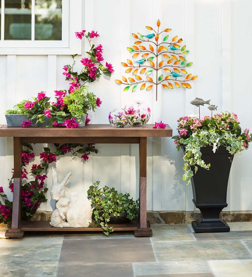 Plow &amp; Hearth Deck Planters | Outdoor Living Richmond Self-Watering Pedestal Urn Planter - Black