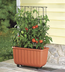 Plow &amp; Hearth Deck Planters | Outdoor Living Rolling Self-Watering Tomato Planter And Rust-Resistant Tower