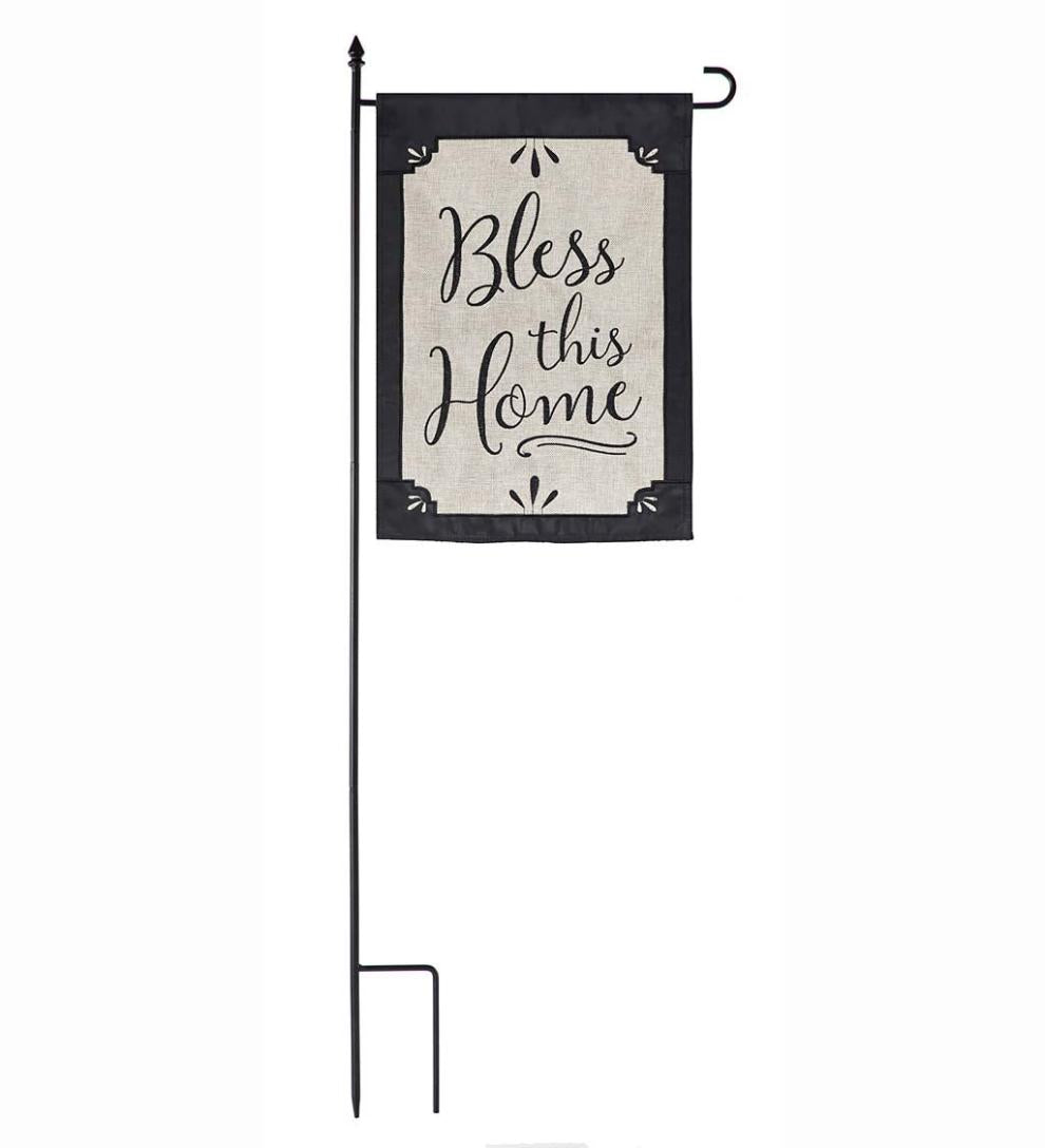 Plow &amp; Hearth Decorative Garden Accents | Yard &amp; Garden 4-Piece Garden Flag Stand With Finial