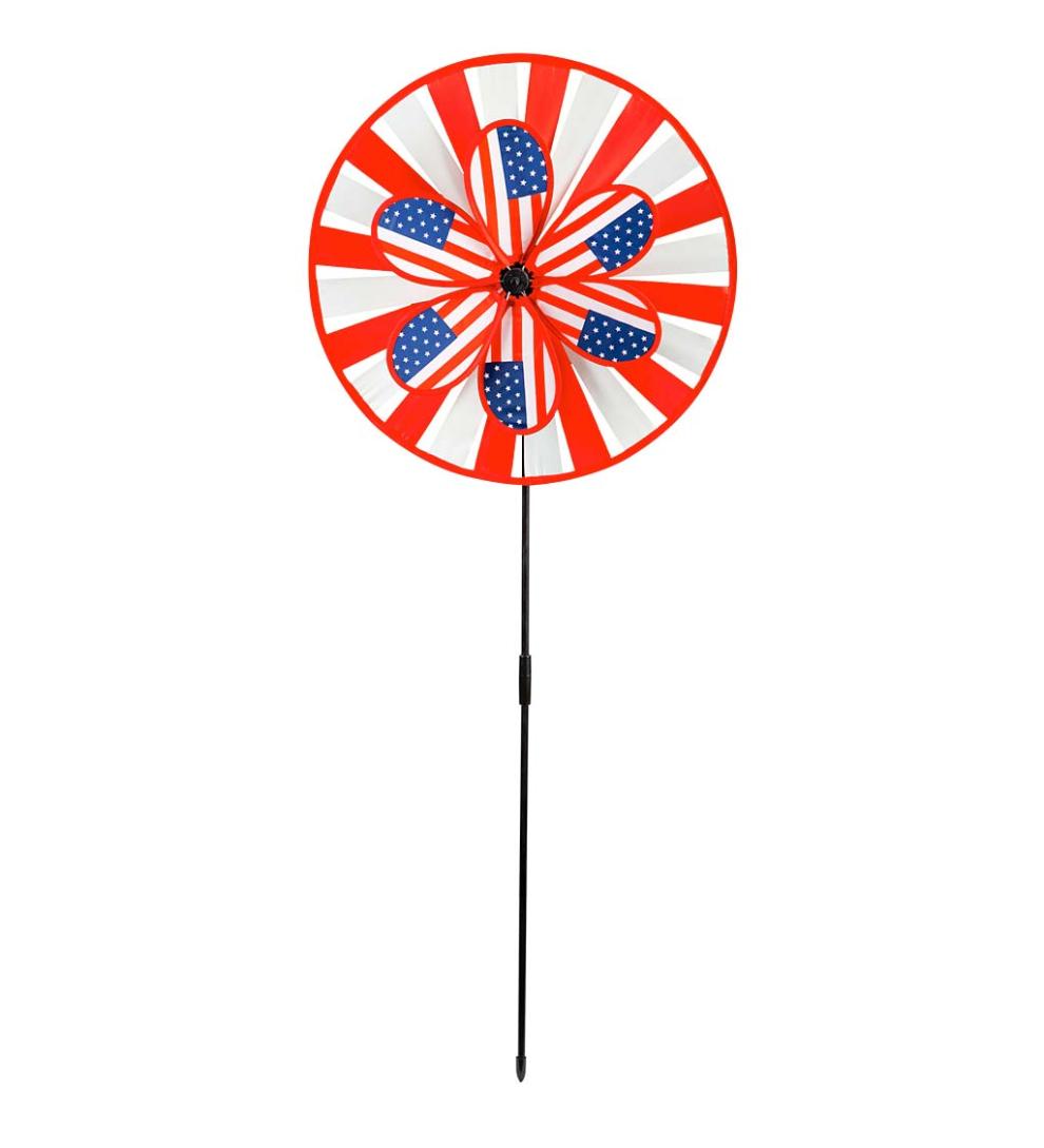 Plow &amp; Hearth Decorative Garden Accents | Yard &amp; Garden Americana Pinwheel Spinners, Set Of 3