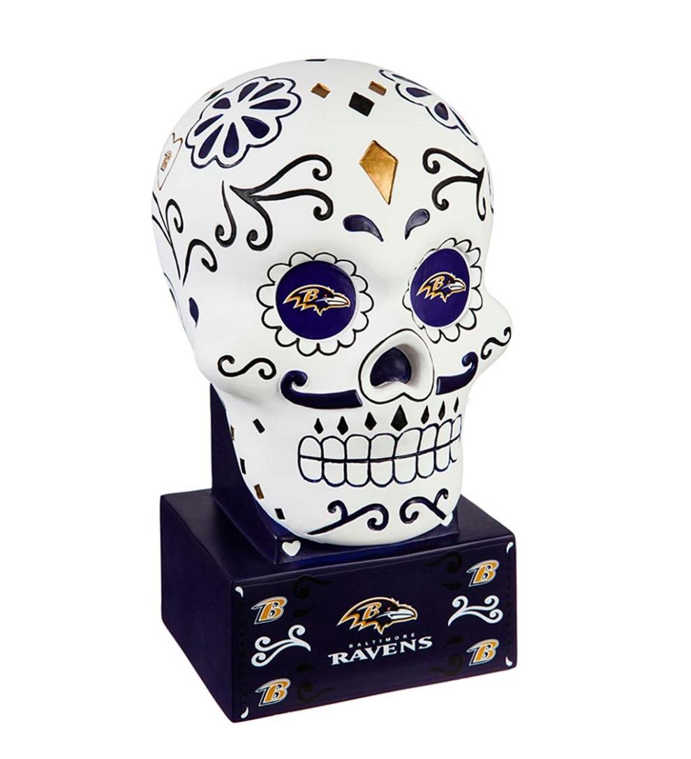Plow &amp; Hearth Decorative Garden Accents | Yard &amp; Garden Baltimore Ravens Sugar Skull Statue