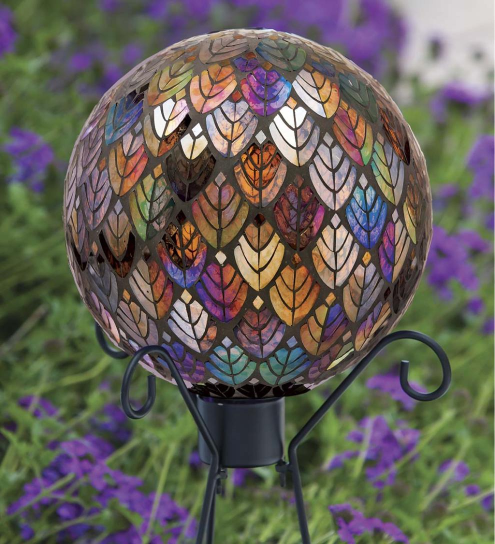 Plow &amp; Hearth Decorative Garden Accents | Yard &amp; Garden Baroque Splendor Glass Mosaic Gazing Ball