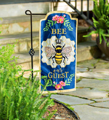 Plow &amp; Hearth Decorative Garden Accents | Yard &amp; Garden Bee Our Guest Applique Garden Flag