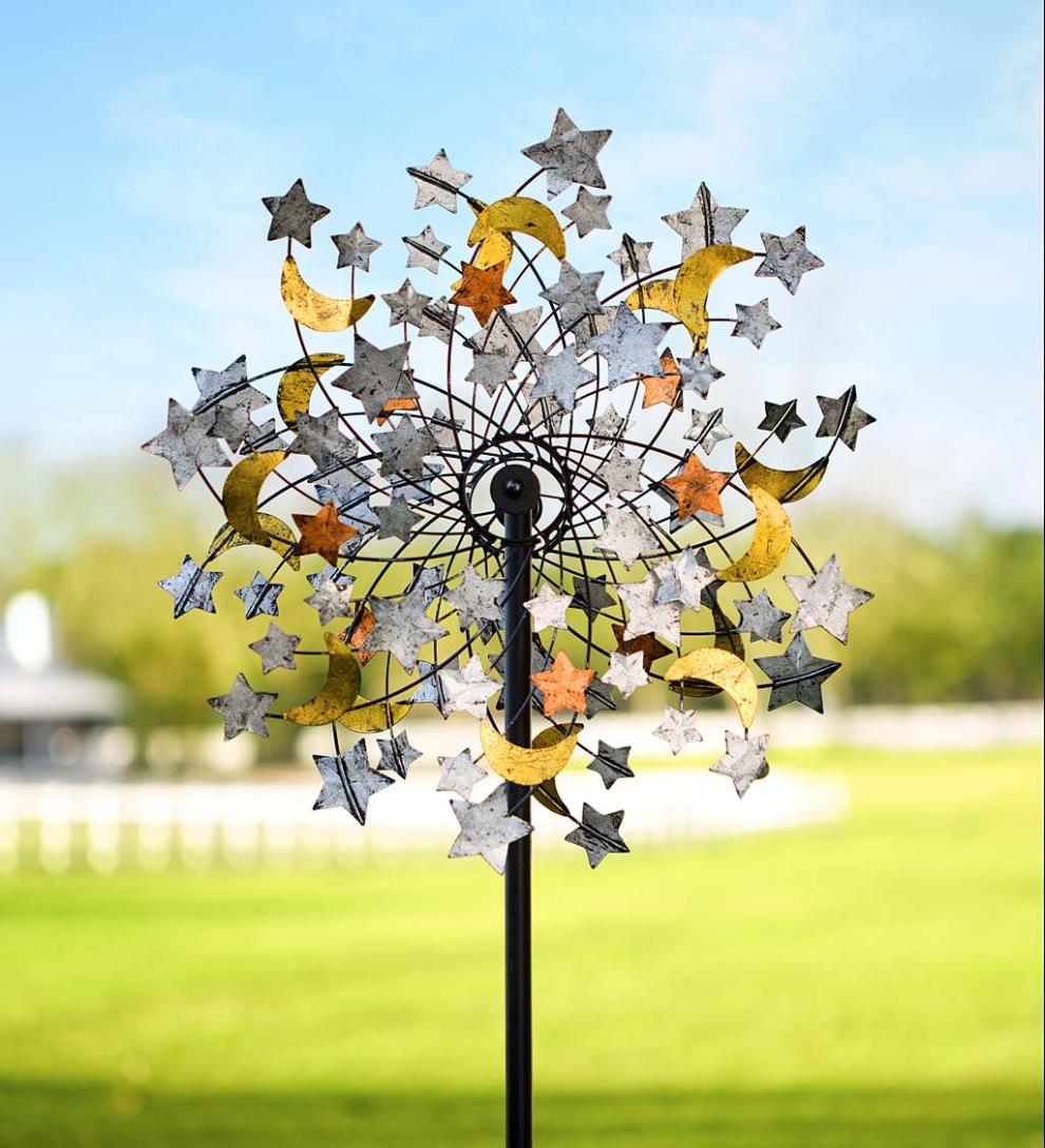 Plow &amp; Hearth Decorative Garden Accents | Yard &amp; Garden Celestial Confetti Wind Spinner