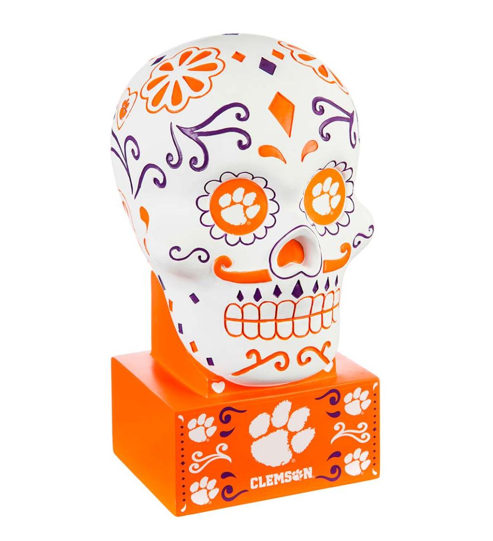Plow &amp; Hearth Decorative Garden Accents | Yard &amp; Garden Clemson University Sugar Skull Statue