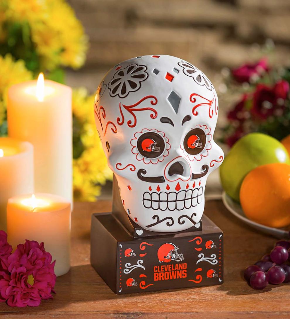 Plow &amp; Hearth Decorative Garden Accents | Yard &amp; Garden Cleveland Browns Sugar Skull Statue