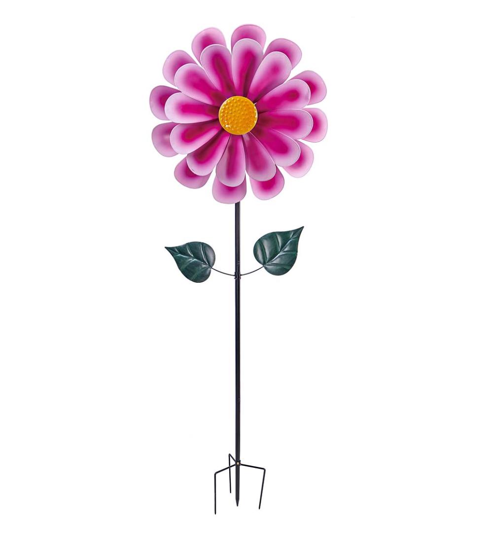 Plow &amp; Hearth Decorative Garden Accents | Yard &amp; Garden Dahlia Flower Wind Spinner - Pink
