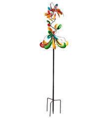 Plow &amp; Hearth Decorative Garden Accents | Yard &amp; Garden Dancing Flowers Horizontal Metal Wind Spinner