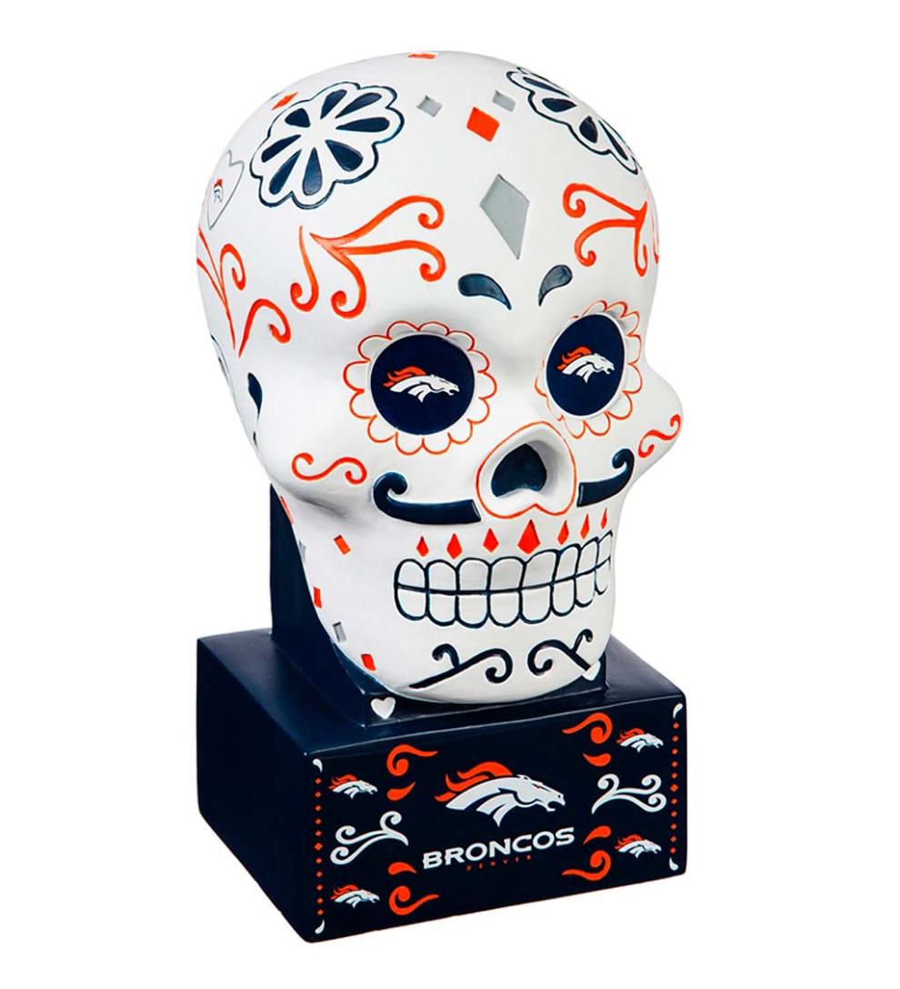 Plow &amp; Hearth Decorative Garden Accents | Yard &amp; Garden Denver Broncos Sugar Skull Statue