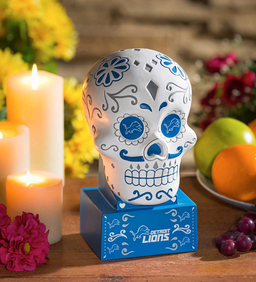 Plow &amp; Hearth Decorative Garden Accents | Yard &amp; Garden Detroit Lions Sugar Skull Statue